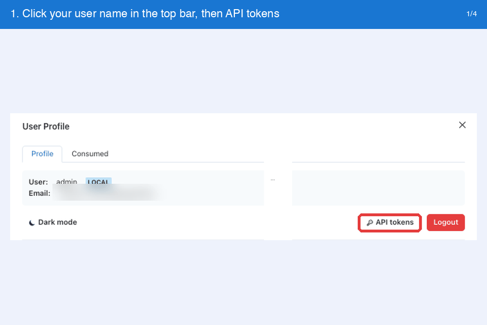 Creating an API token from the dashboard, in 4 steps